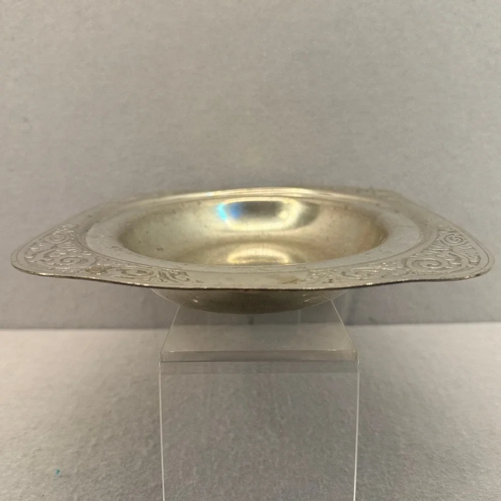 Mulholland Pewter Oval Dish‎ 1907 K Scrollwork Border Vintage Metalware Tray